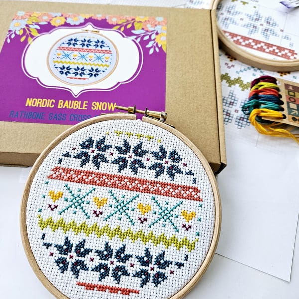 Nordic Bauble Snow Cross Stitch Kit