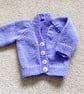 Lilac baby cardigan hand knitted lacy pattern newborn  - Image 3