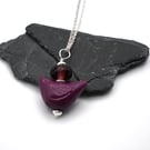 purple ceramic bird pendant necklace