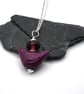 purple ceramic bird pendant necklace