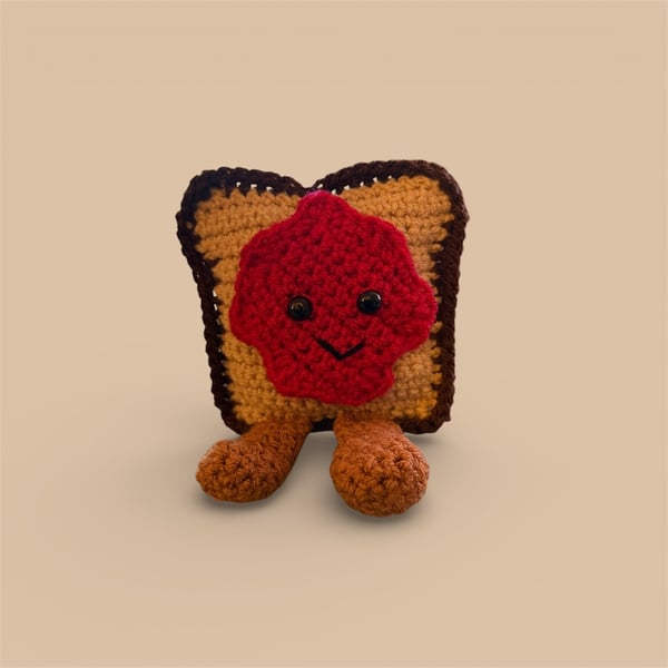 Timmy the Toast with Jam, crochet soft toy 