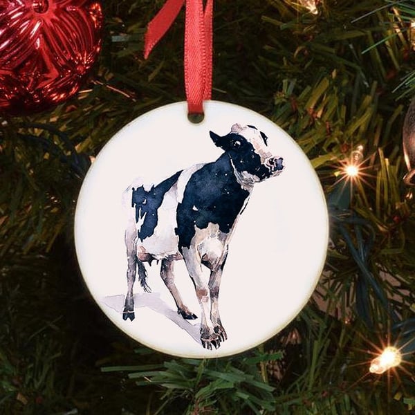 Holstein Friesian - Cow Art Tree Decoration.Holstein Friesian Xmas Tree Decorati