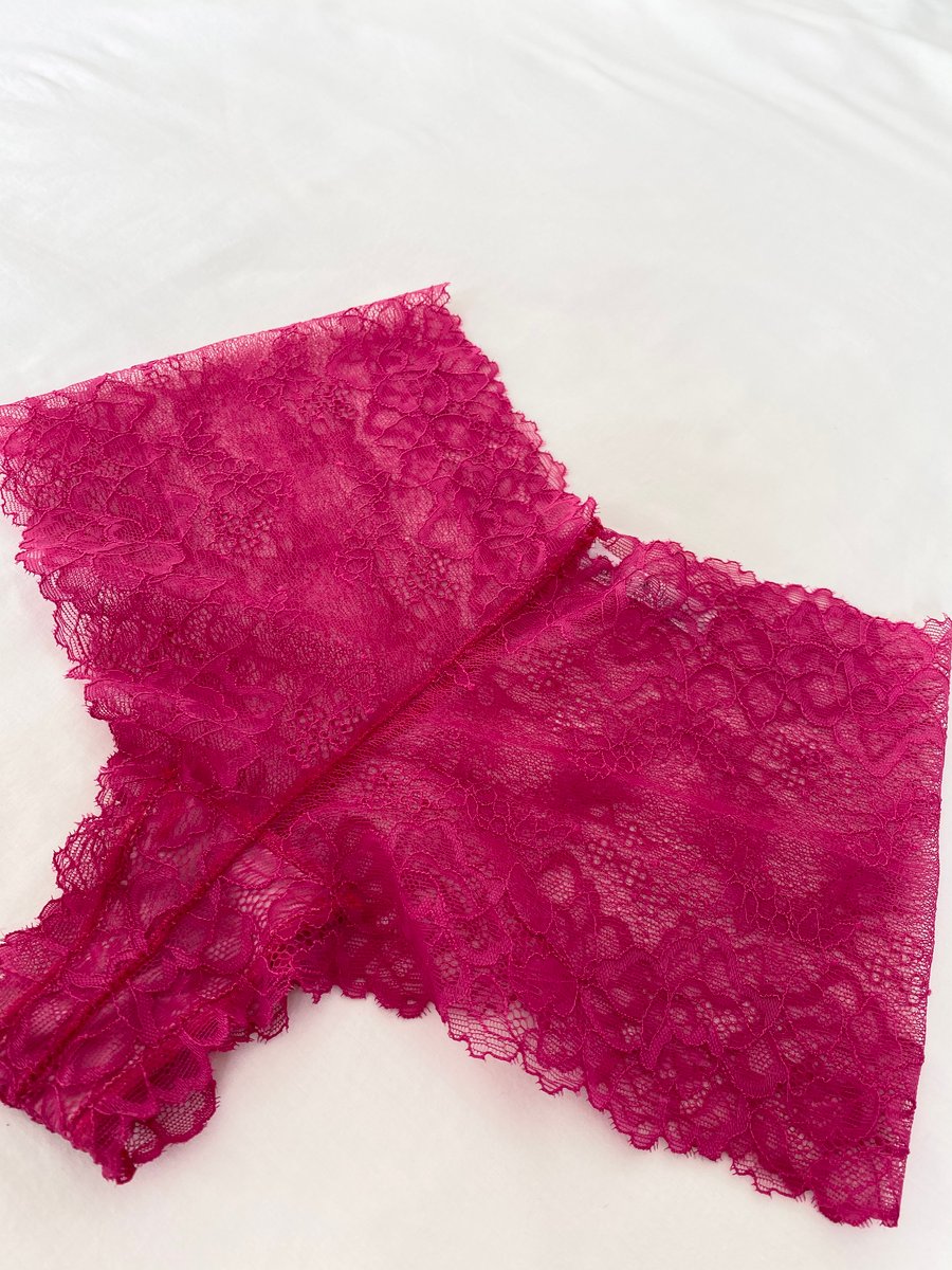 Handmade bright cerise pink lace high-waisted knicker