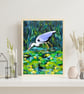 Bird art print Heron acrylic painting  - Image 2