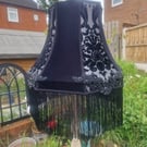 Large handmade lampshade with burnout velvet and beaded applique