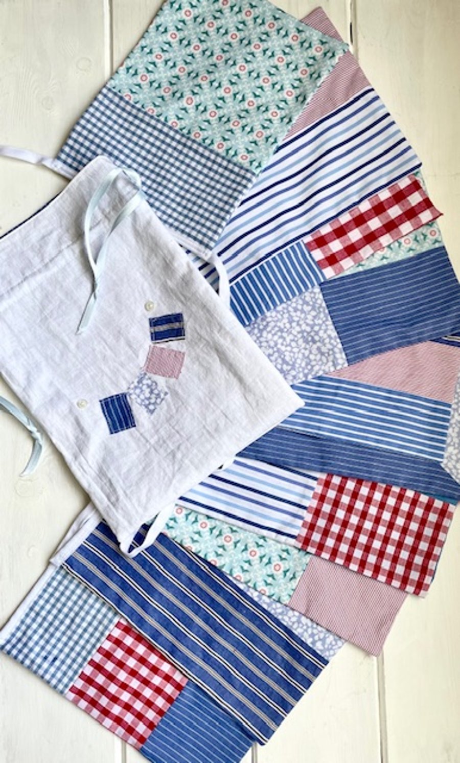 Recycled stripy shirt bunting