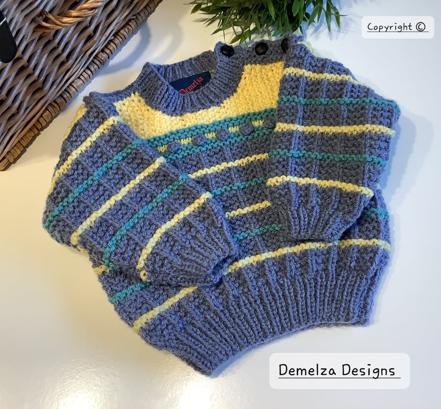 Baby Boys Aran Jumper with 20% Merino Wool  6-12 months size