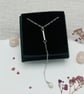 Rice Pearl Bar Drop Pendant & 18" Trace Chain- Handmade - Image 5