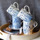 Set of 4 Large Fine China Mugs, gift for Mum, Coffee mugs.