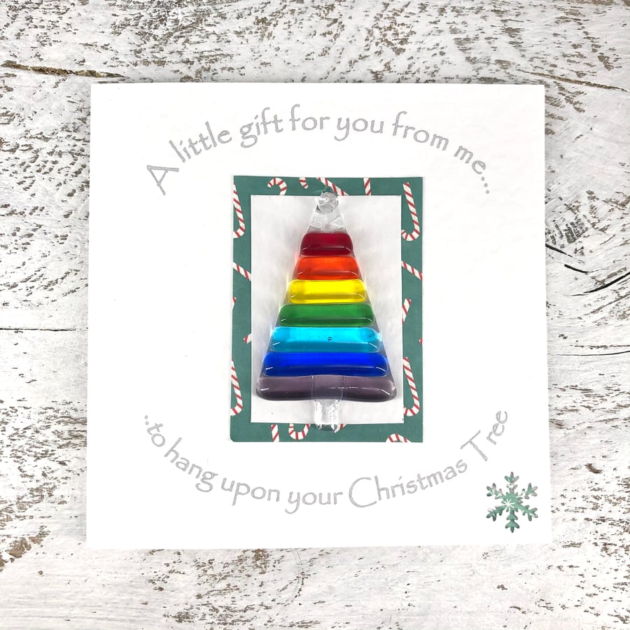 Christmas Card with Detachable Glass Tree Decoration 