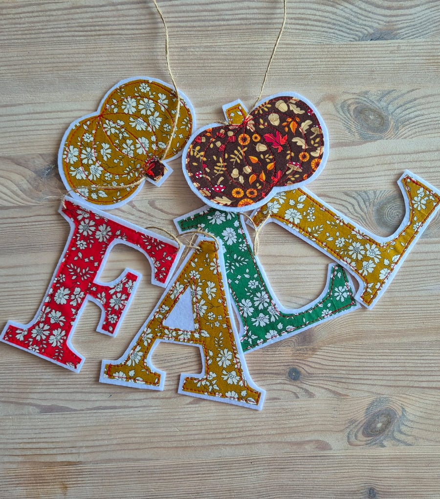 Liberty Fabric FALL Pumpkins Autumn Bunting