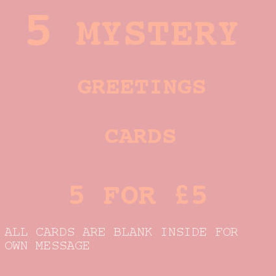 5 Cards Mystery Bundle, Blank Greetings Cards, Surprise Selection