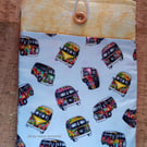Multi Coloured Hippy Campervan Book-Tablet Sleeve with Pocket