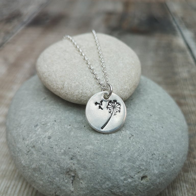 Sterling Silver Dandelion Disc Necklace - JBJ2027