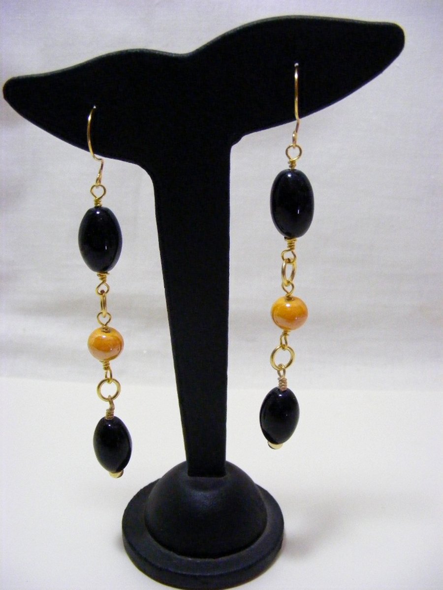 Black and Yellow Dangle Earrings