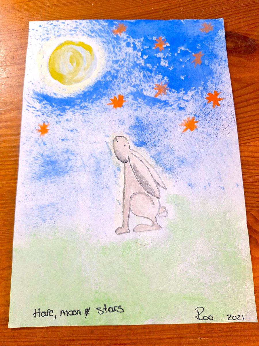 Hare, moon and stars A5