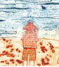 A day at the beach part 2 - Original Collagraph Print .  Seaside Art - Image 2