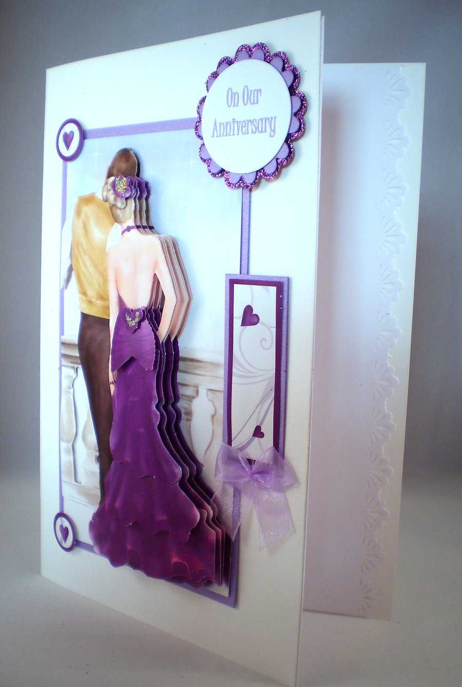 Handmade Our Anniversary Decoupage, 3D Card,Elegant Couple,Personalise
