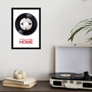 A4 framed 'Three Lions' vinyl with 'FOOTBALL'S COMING HOME' graphic