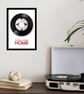 A4 framed 'Three Lions' vinyl with 'FOOTBALL'S COMING HOME' graphic