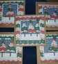 Quirky art whimsical handmade unique  paper christmas trees cards 