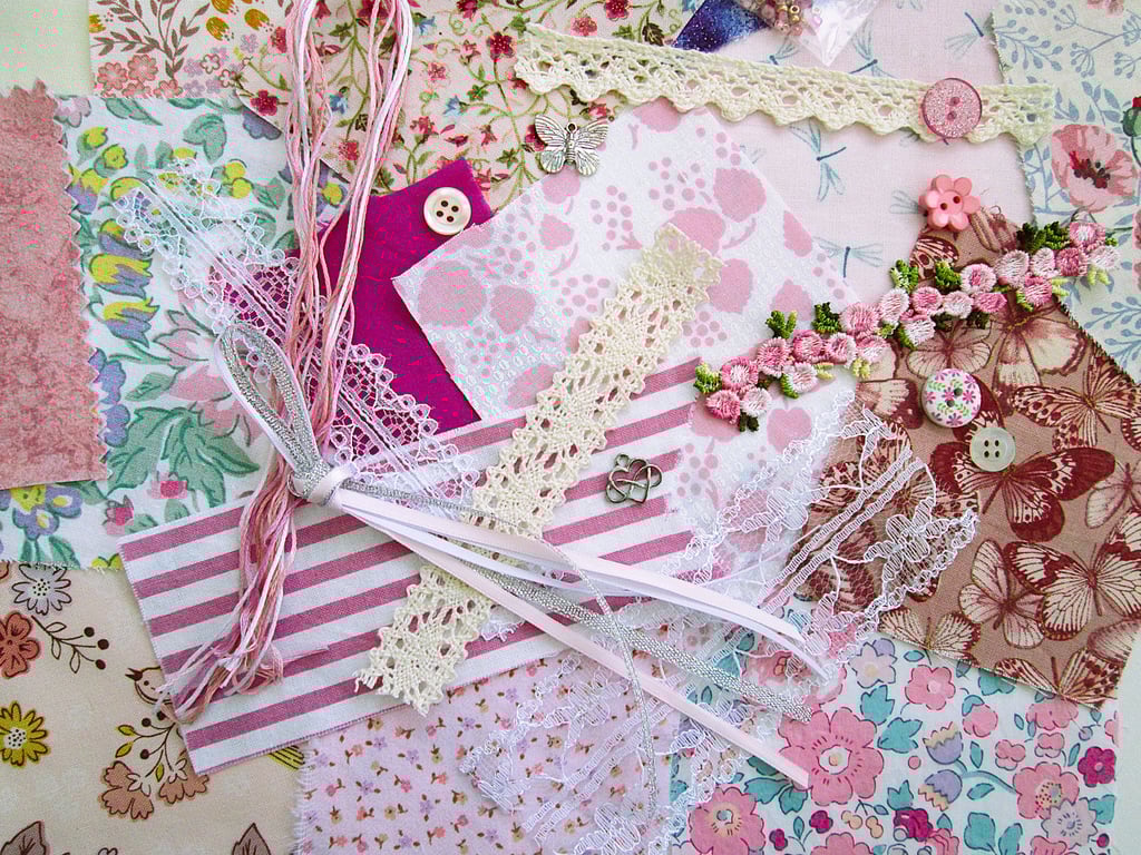Mini pink slow stitching or junk journal kit for a beginner