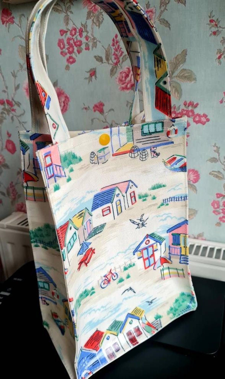Lunch bag made in Cath Kidston Beach Huts oilcloth