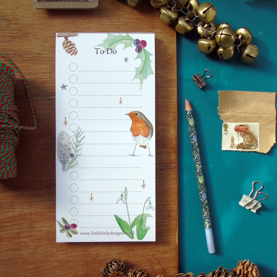 Robin To Do List Christmas Notepad