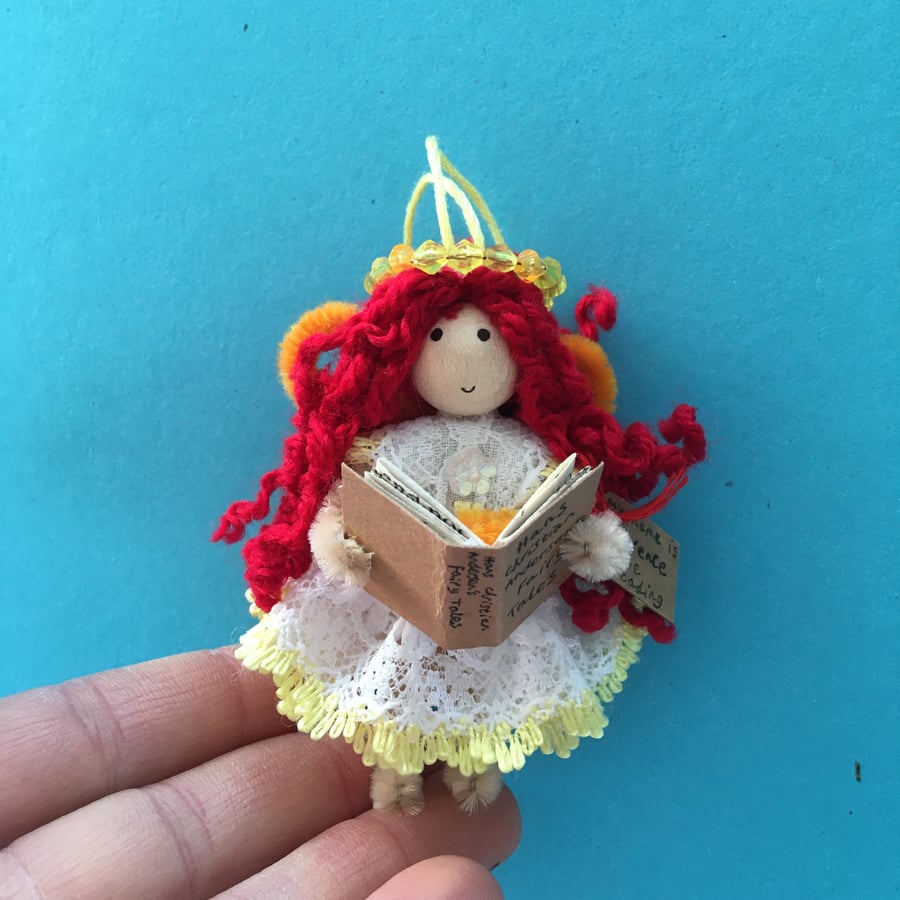 Tiny Reading Fairy Doll Decoration, Decorative Fairy, Florence