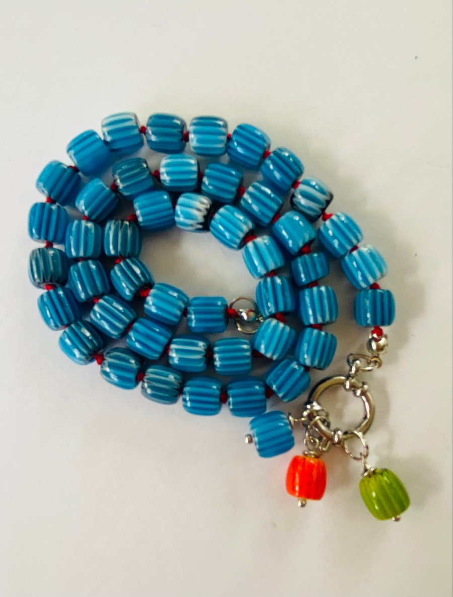 Turquoise barrel bead necklace 