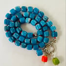 Turquoise barrel bead necklace 