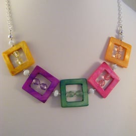 Multi-Colour Square Shell Necklace