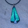 Sparkly Green Dichroic Glass Pendant Necklace 