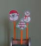 embroidered santa face pencil topper complete with pencil - Image 2