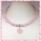 One of a Kind Rose Quartz Heart collar length necklace