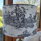 Black & White toile fabric lampshade