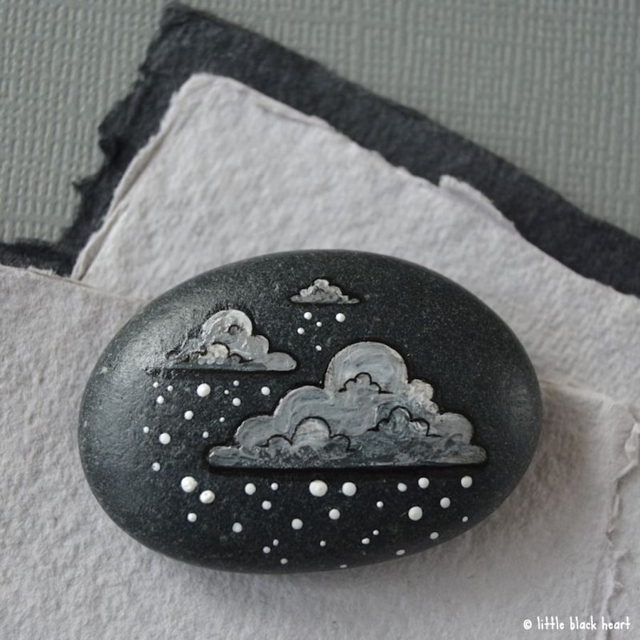 snow cloud 8 - painted pebble