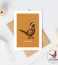 Husband Christmas Card - Pheasant Christmas Card - Hand Drawn Festive Card - Image 2
