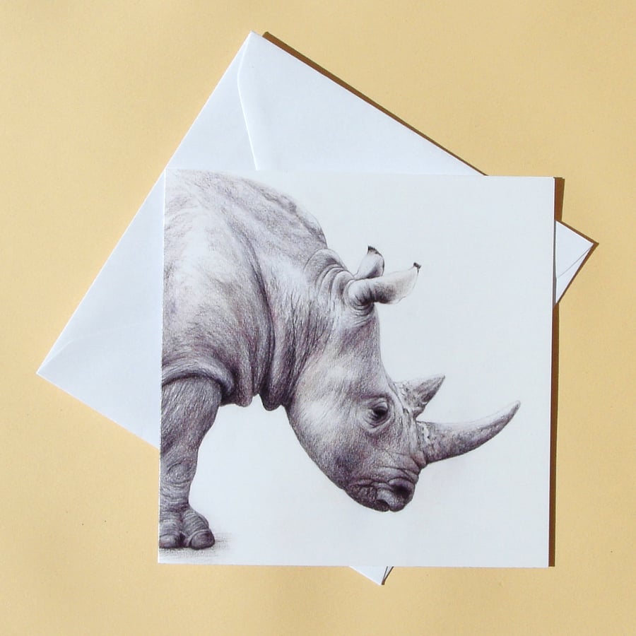 Handmade Wildlife Greetings Card - Rhino Handmade Wildlife Greetings Card - Rhino