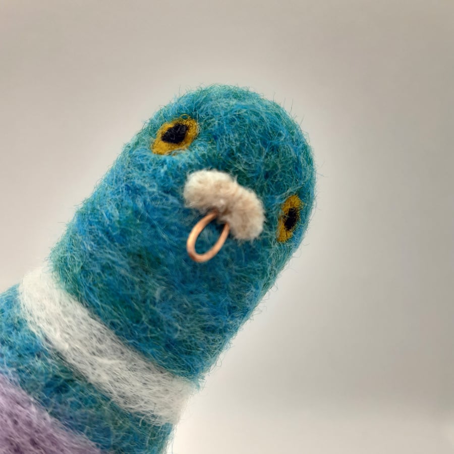Pidj - quirky needle felted pigeon ornament
