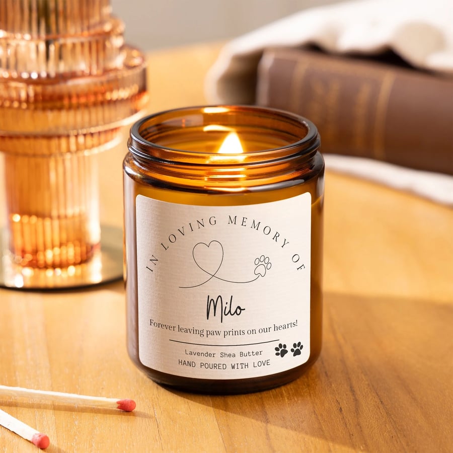 Pet Memorial Candle, Personalised Pet Loss Candle Gift 