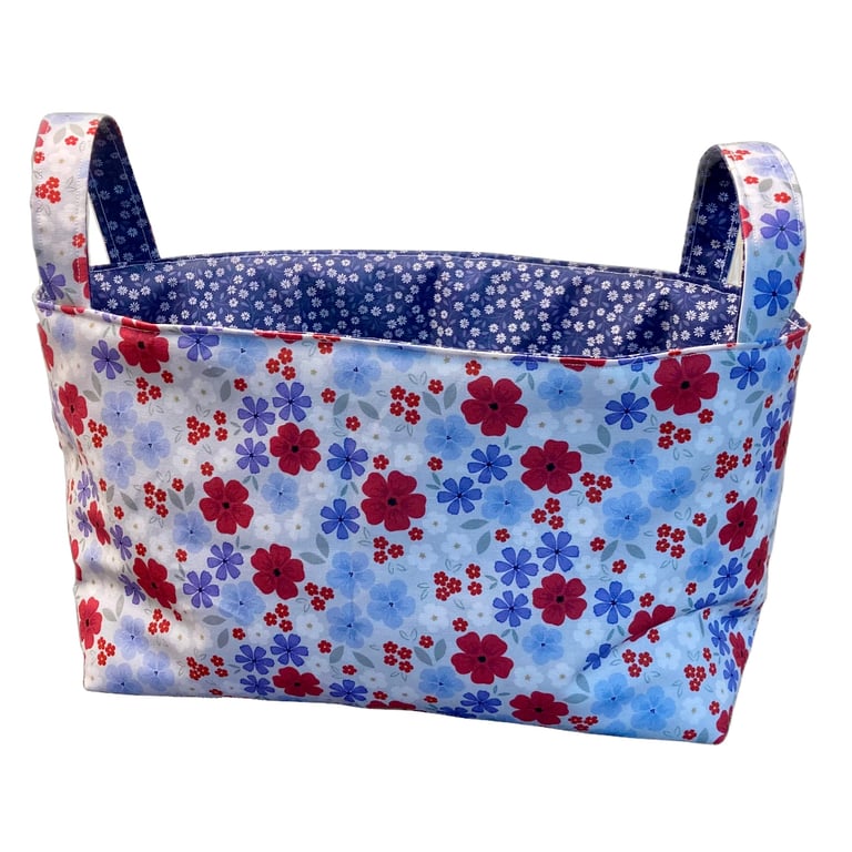 Floral Palette Reversible Fabric Storage Basket