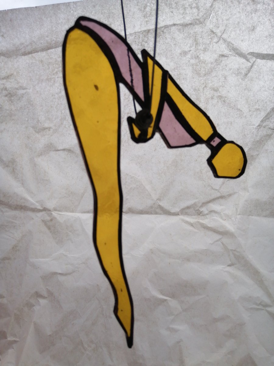 Stained Glass Trapeze Artist -yellow and pink
