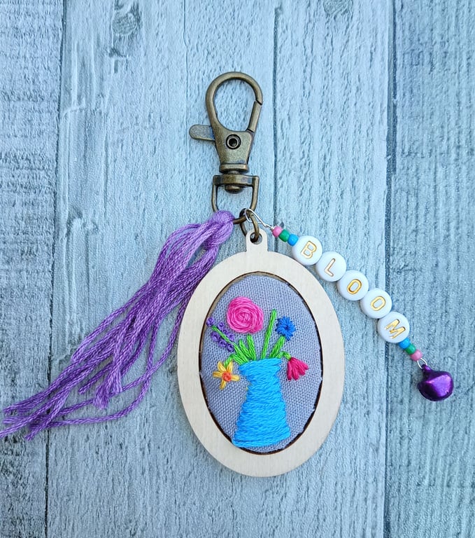 Vase of Flowers Keyring or Bag Charm