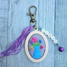 Vase of Flowers Keyring or Bag Charm