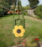 Peg bag with shoulder strap & other hooks. Green with patchwork sunflower  - Image 2