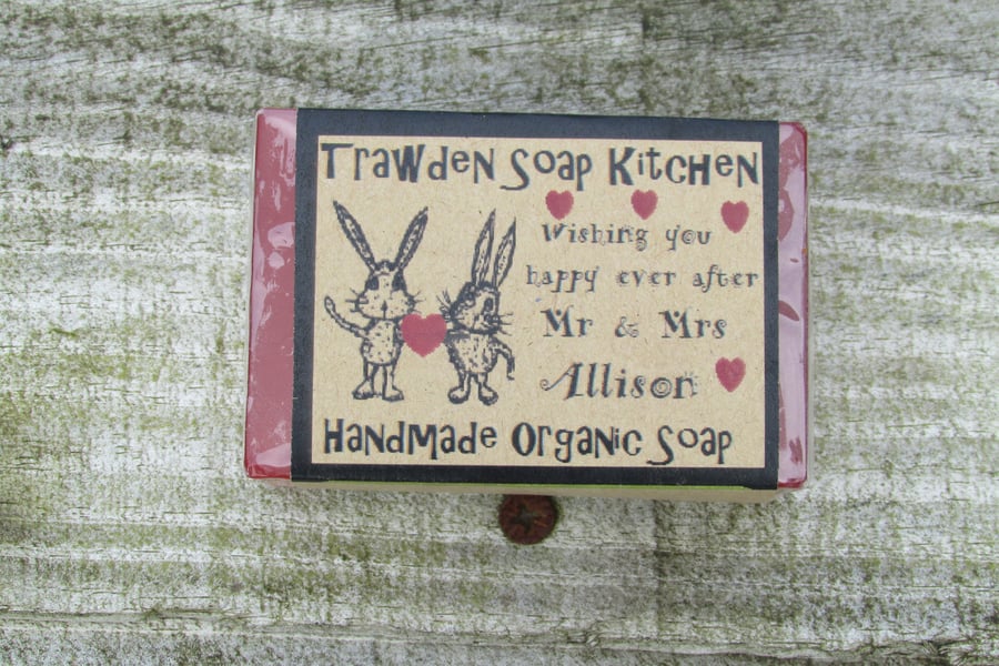 Customised wedding gift. Organic Oils Aromatherapy Soap, Wishing  You Happy Ever