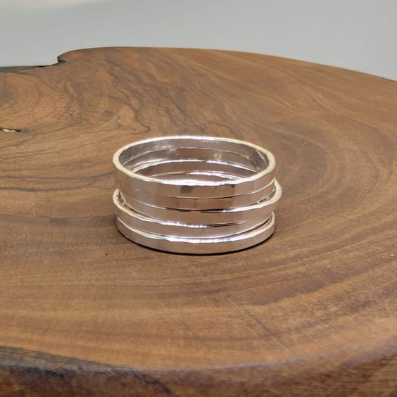 Hammered Sterling Silver Stacking Ring: Skinny Midi Ring