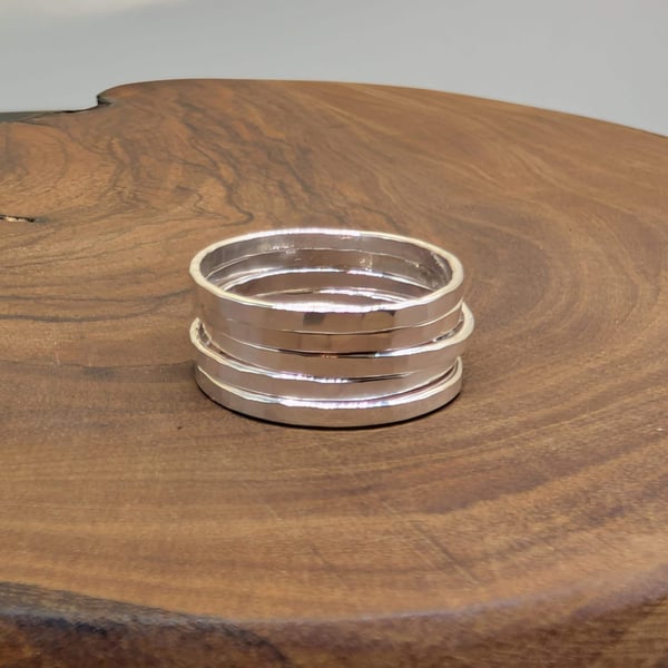 Hammered Sterling Silver Stacking Ring: Skinny Midi Ring