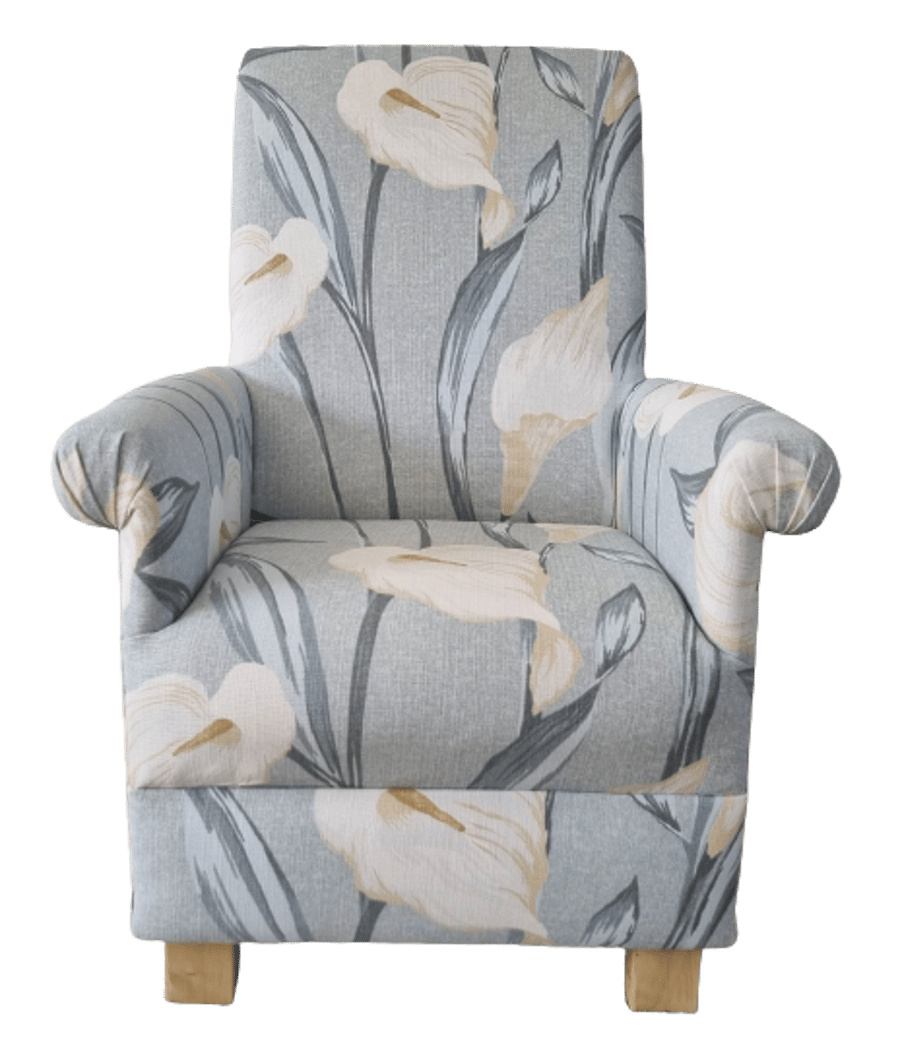 Laura Ashley Lilium Armchair Grey Green Adult Chair Lilies Floral Botanical 